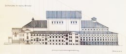 Skizze für den geplanten Erweiterungsbau des Prinzregententheaters, 1913
